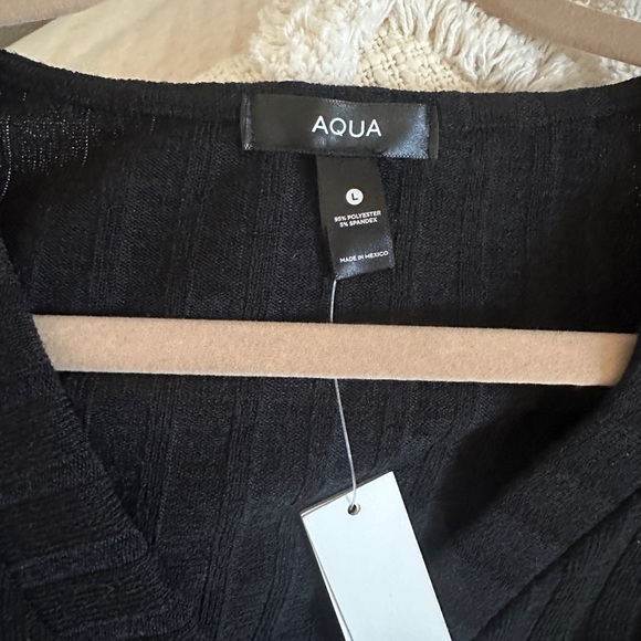 Bloomingdale's Black Ribbed Knit Cardigan - Picture 3 of 5